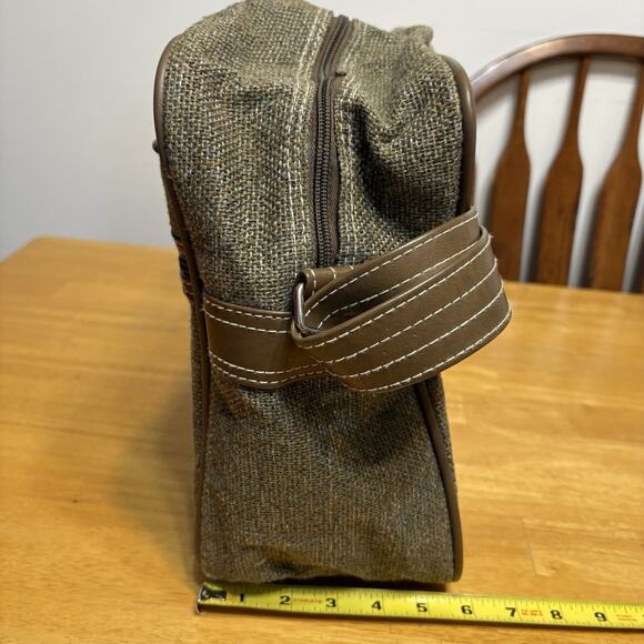 Jordache Tweed Carry On Overnight Bag Tote Luggage Weekender 15.5x11.5x6 Vintage - Picture 5 of 12